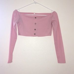 Light Pink Long Sleeve Crop Top